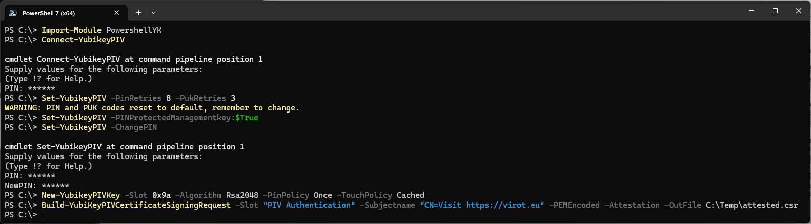 Image of below Powershell commands.